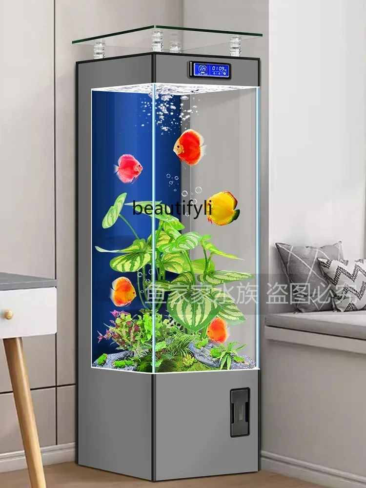 

11841Jinjing Super White Glass Fish Tank Living Room Vertical Floor Intelligent Ecological Change Water Aquarium