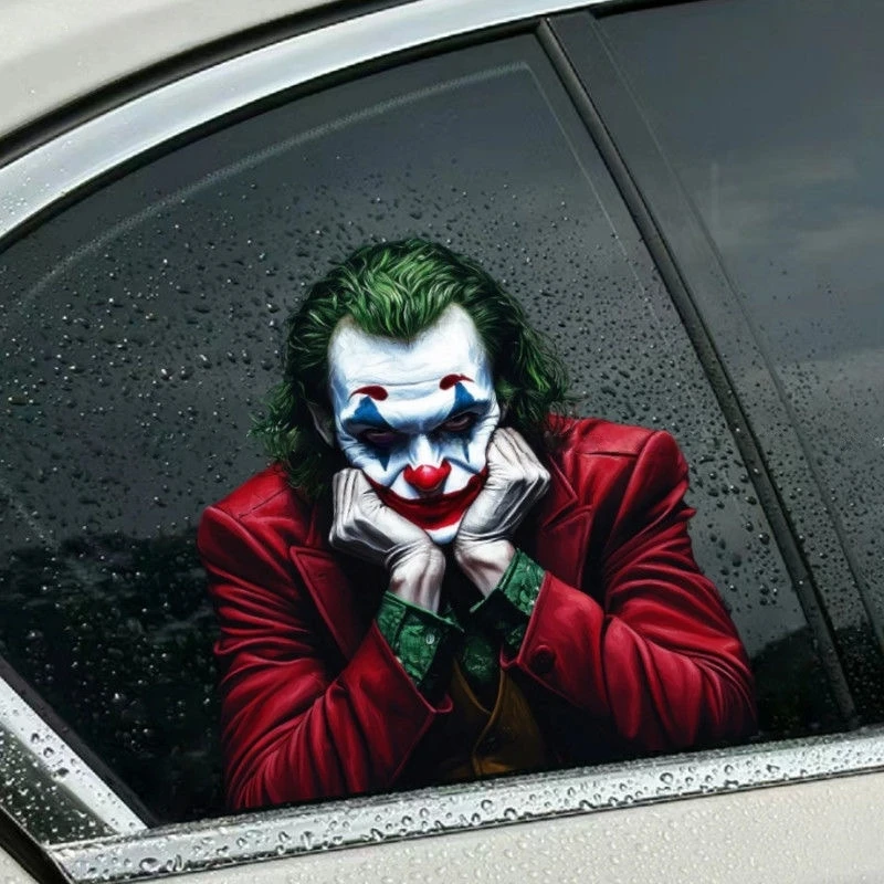 2 قطعة ملصقات عمود السيارة C موضوع ملصقات السيارات المهرج لاصقة للأسطح المعدنية الزجاجية ملحقات الديكور الخارجي للمركبة