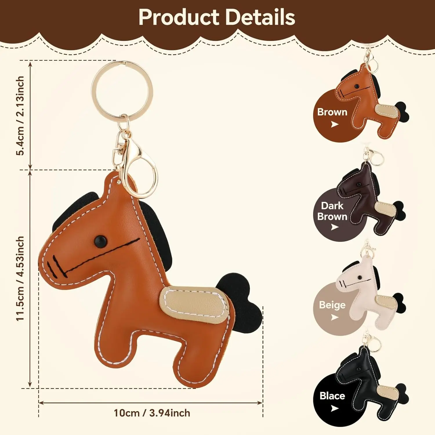 Leather Horse Keychains for Women Car Key Rings Female Handbags Backpacks Bag Charm view 5