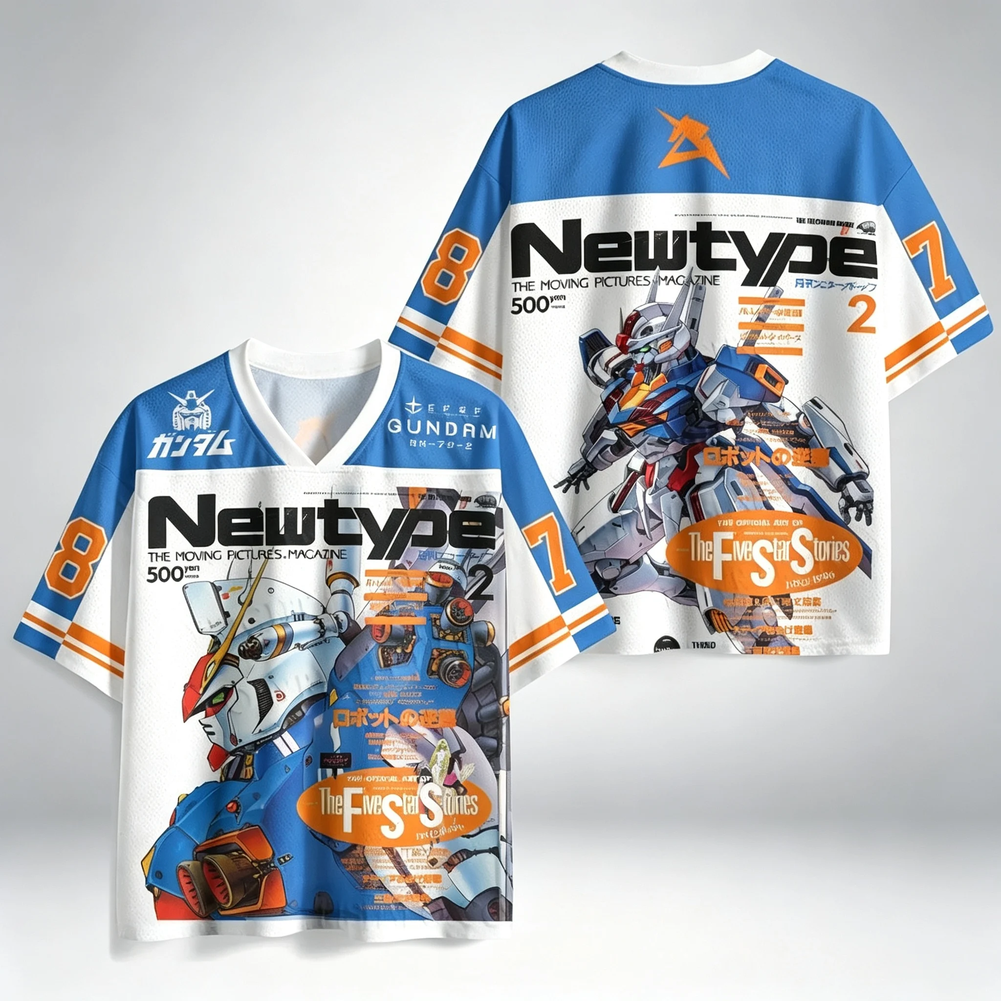 Neues Graffiti-RX78-Gundam-Grafik-T-Shirt mit V-Ausschnitt für Männer und Frauen, Retro-Anime-Streetwear, lockere Hemden für Fan-Treffen und den Alltag. – Detail 14