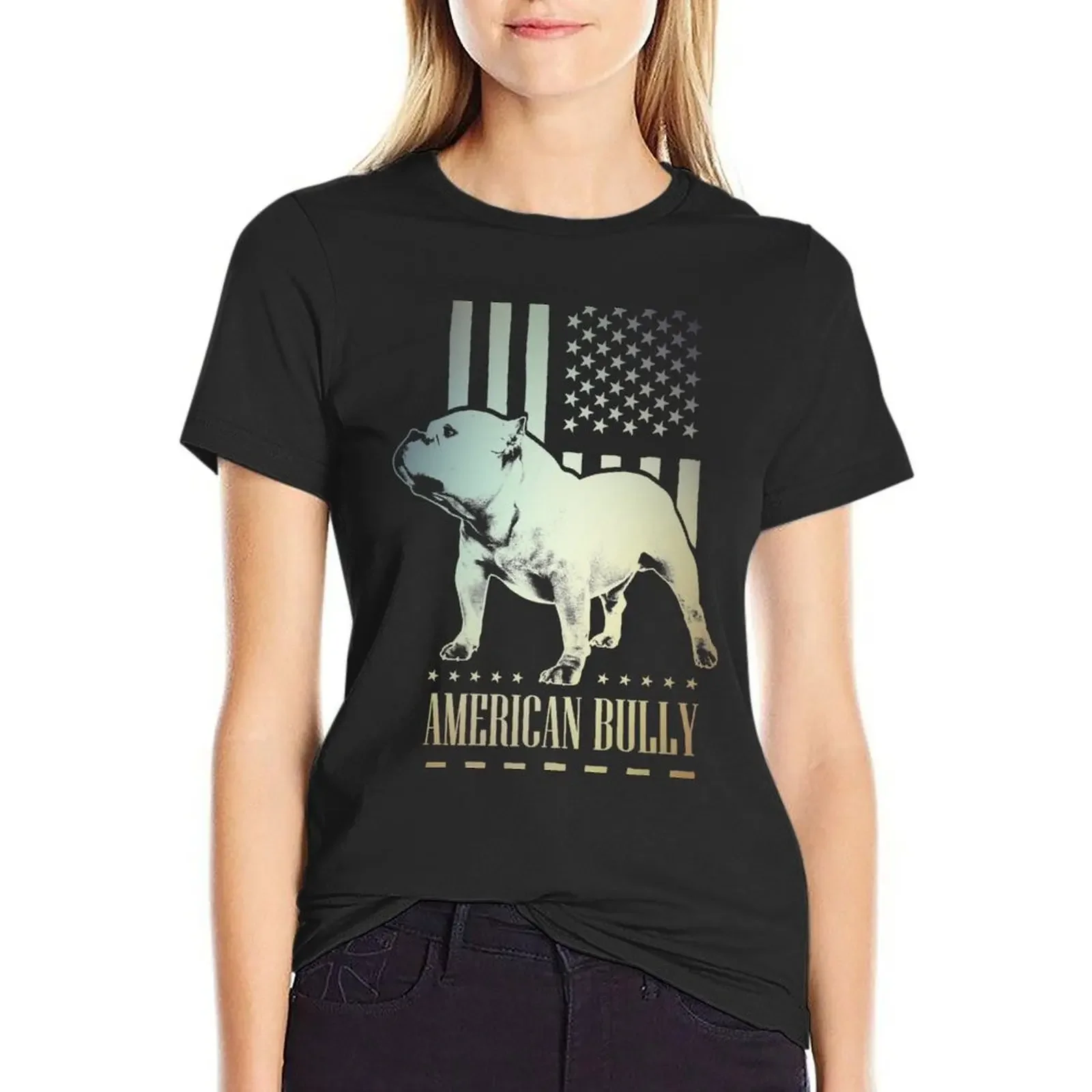 

American Bully T-Shirt animal print shirt for girls summer tops Short sleeve tee customs t-shirts for Women cotton
