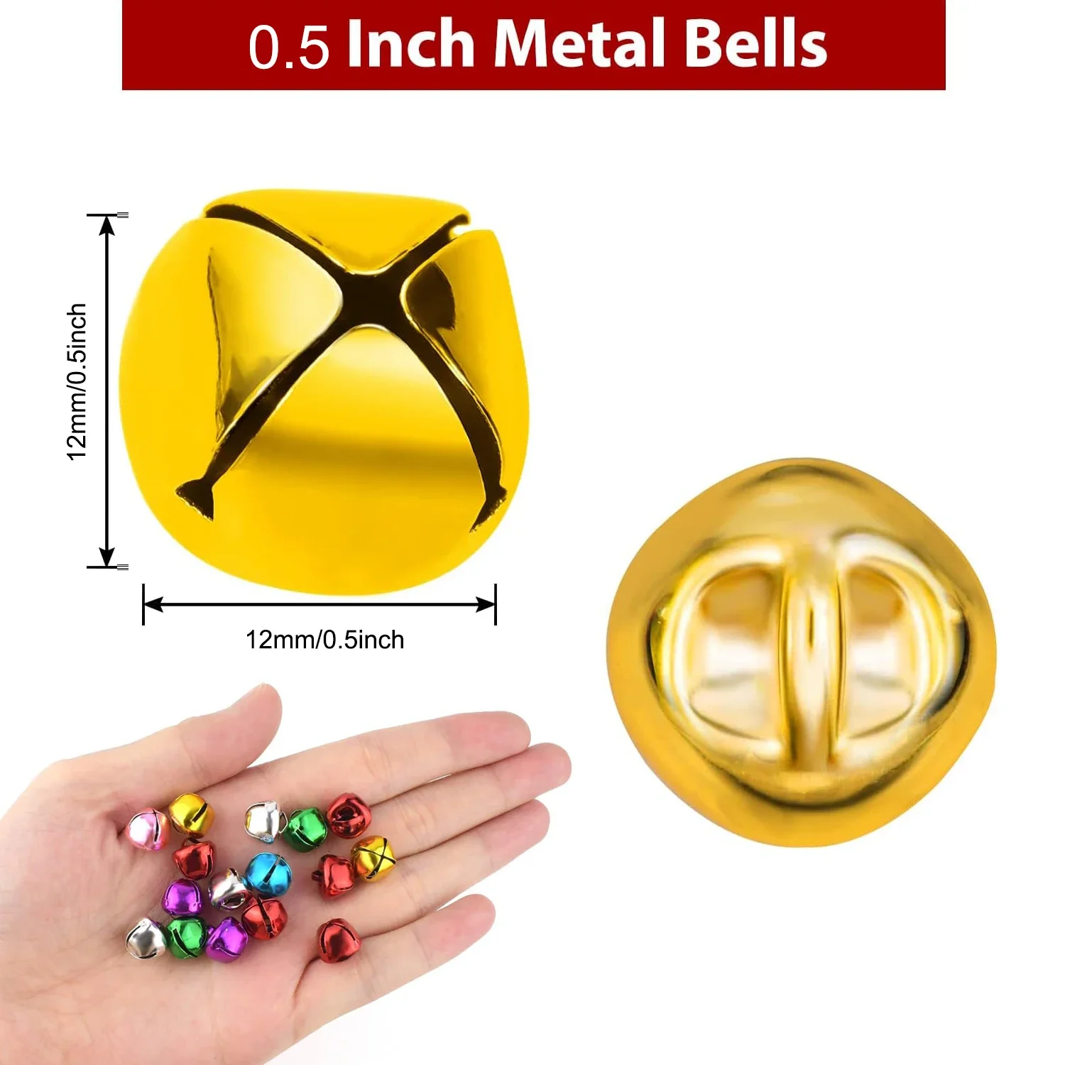 100 قطعة أجراس جلجل للحرف اليدوية متعدد الألوان أجراس عيد الميلاد حلية 0.5 بوصة أجراس حرفية لإكليل صنع المجوهرات ديكور المنزل #6
