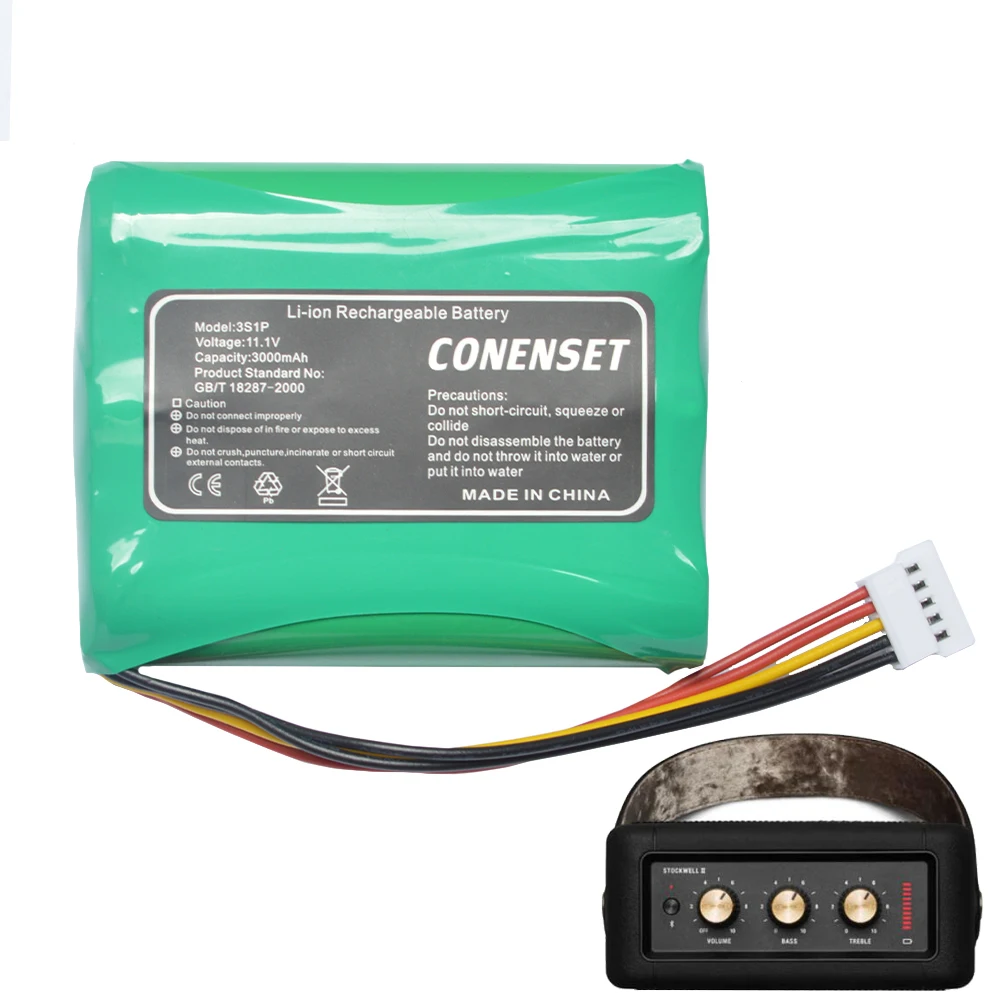 بطارية 10.8 فولت 3400 مللي أمبير في الساعة C406A1 3INR19/66 لمكبر الصوت اللاسلكي مارشال ستوكويل 2 II 2nd بلوتوث أسود