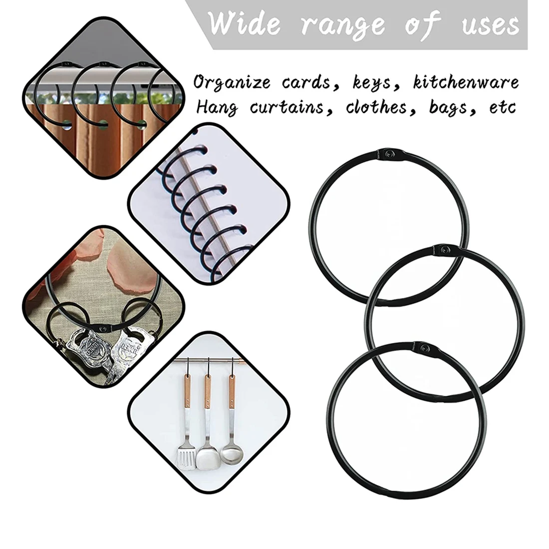 30 Pack Shower Curtain Rings, Circular Shower Curtain Hooks for Bathroom Decorative Rustproof Metal Shower Ring Hooks