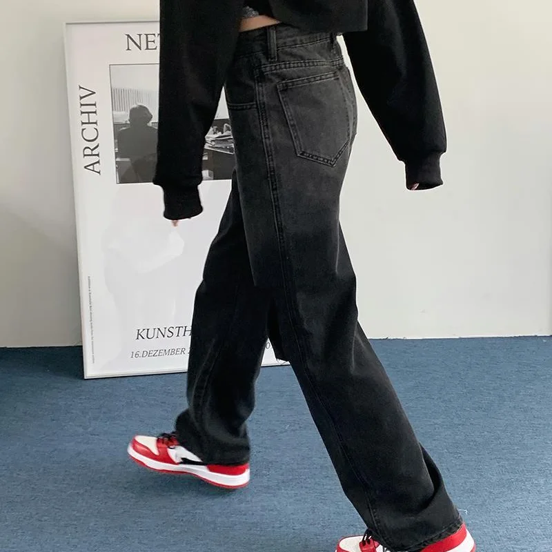 

Jeans Women Denim All-match Vintage Straight Leg Trousers Simple Daily 2021 Fashion Leisure Hole Design College Boyfriends Retro