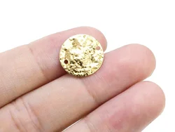 50pcs Hammered Round Brass Connector, Round Earring Charms, Earring Findings, Brass Charms For Jewelry Making R074 R2179
