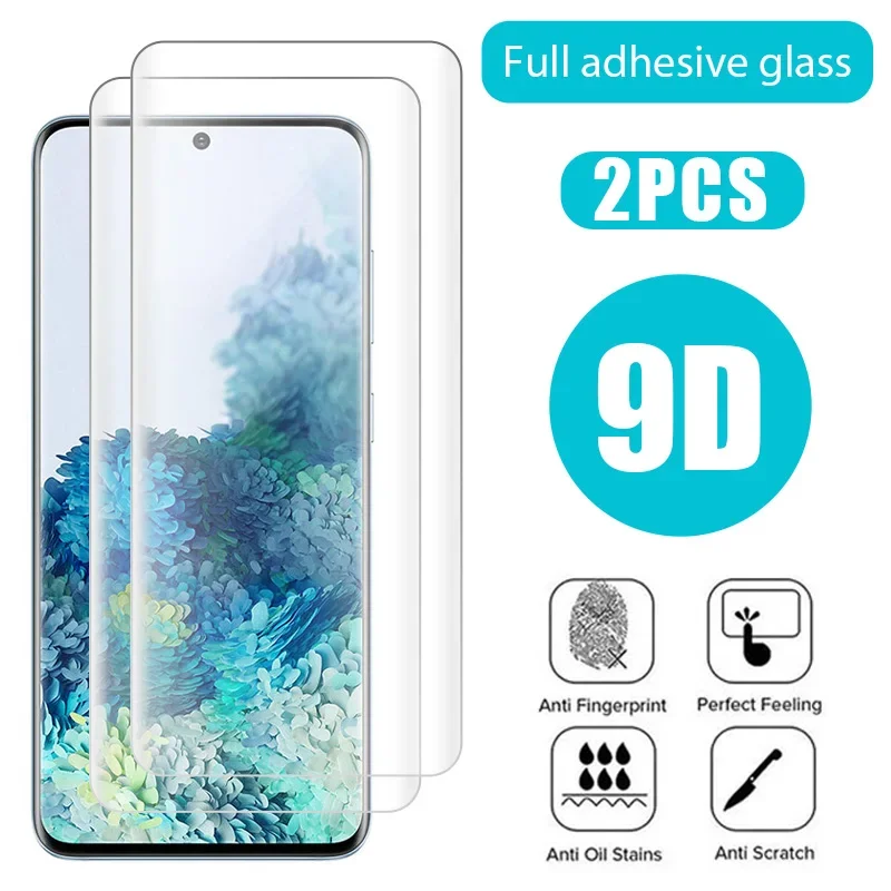 2 Stück gebogenes gehärtetes Glas für Samsung Galaxy S23 S22 S21 S20 S10 S9 Plus Ultra Displayschutzfolie Note 20 Ultra 10 Plus 9 Glas