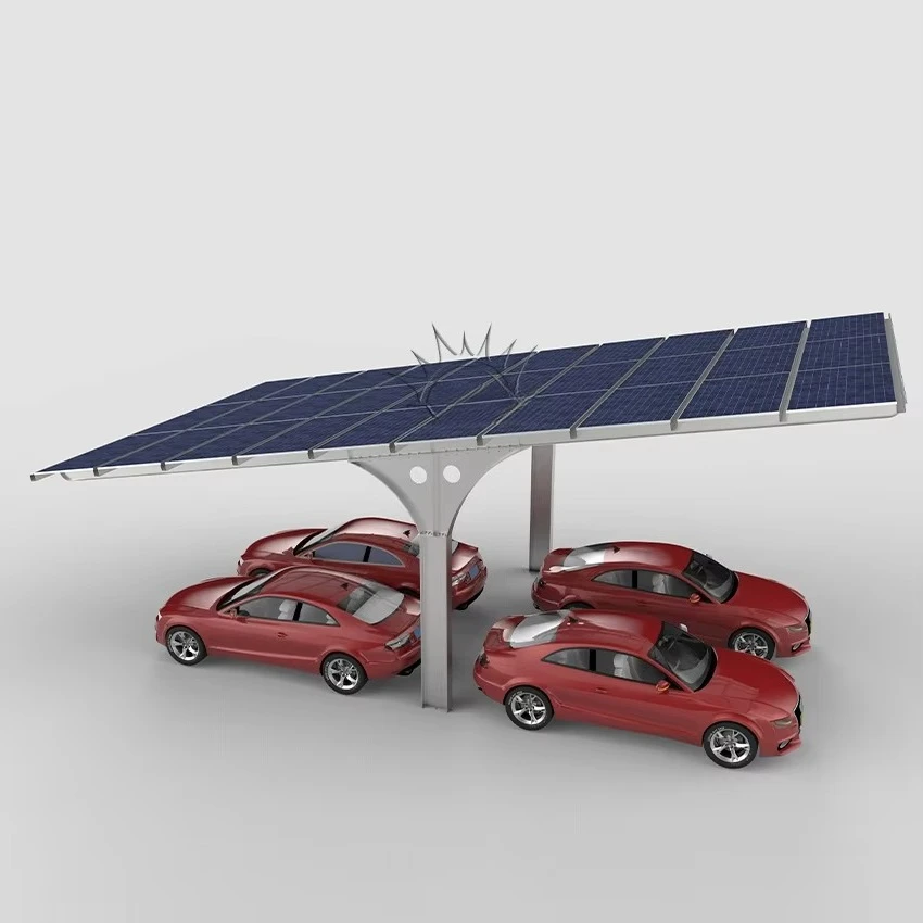 Durable Rainproof Single-Post Carport with Photovoltaic System Easy Quick Assembly Scratch-Free Parking Solar Mounting System