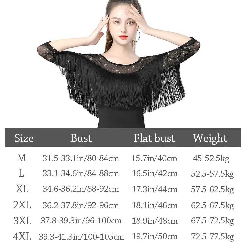 Fashion Tassel Latin Dance Top Shiny Modern Samba Dance Top Dance Accessories Performance Wear Evening Dresses Women