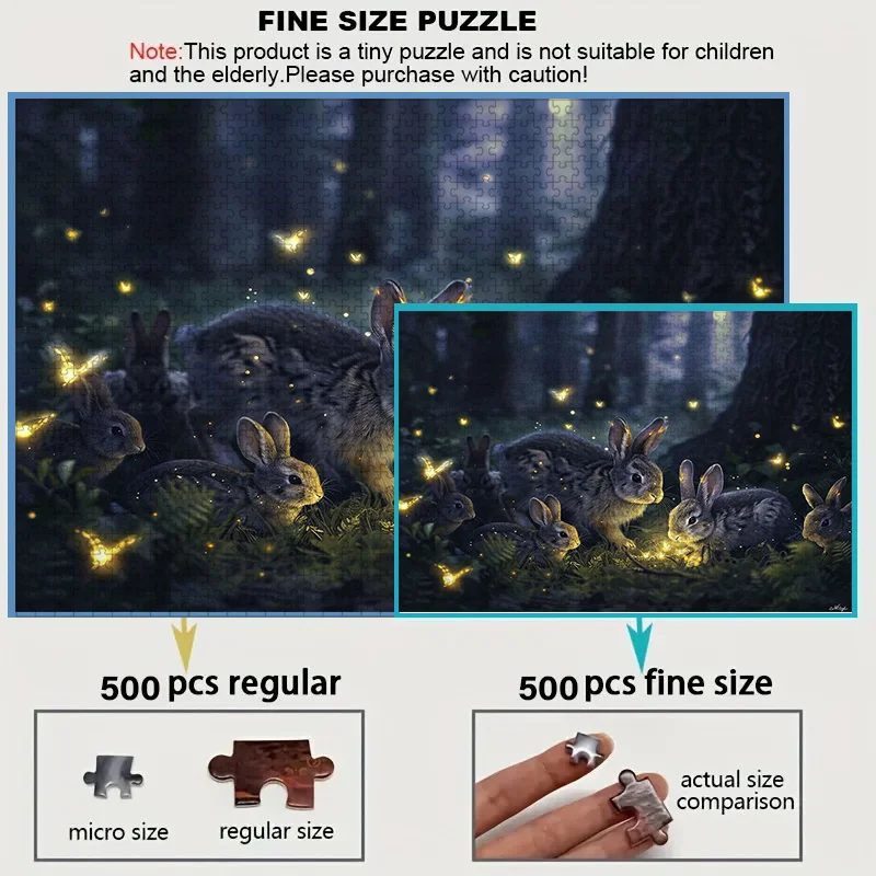 500 шт. мини-коробка-головоломка для взрослых с семейным дизайном кролика — устойчивая к царапинам, высокий уровень сложность для выращивания, домашних развлечений