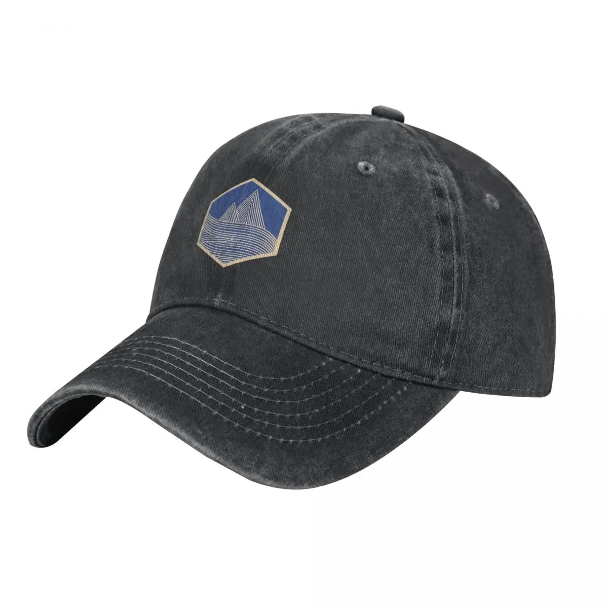 

PNW Hexagon - Tan on Blue Cowboy Hat Beach Bag Trucker Cap Caps Male Women's