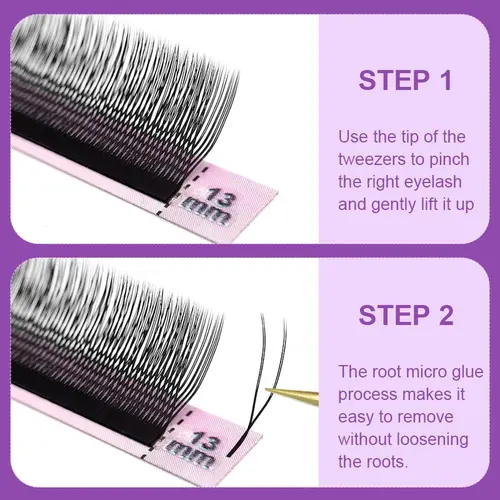 Imagen 2 del producto Pluma suave, visón falso ligero, forma de U, flor paralela, pestañas 2D YY, abanicos prefabricados, doble capa de puntas, extensiones de pestañas YY en forma de U