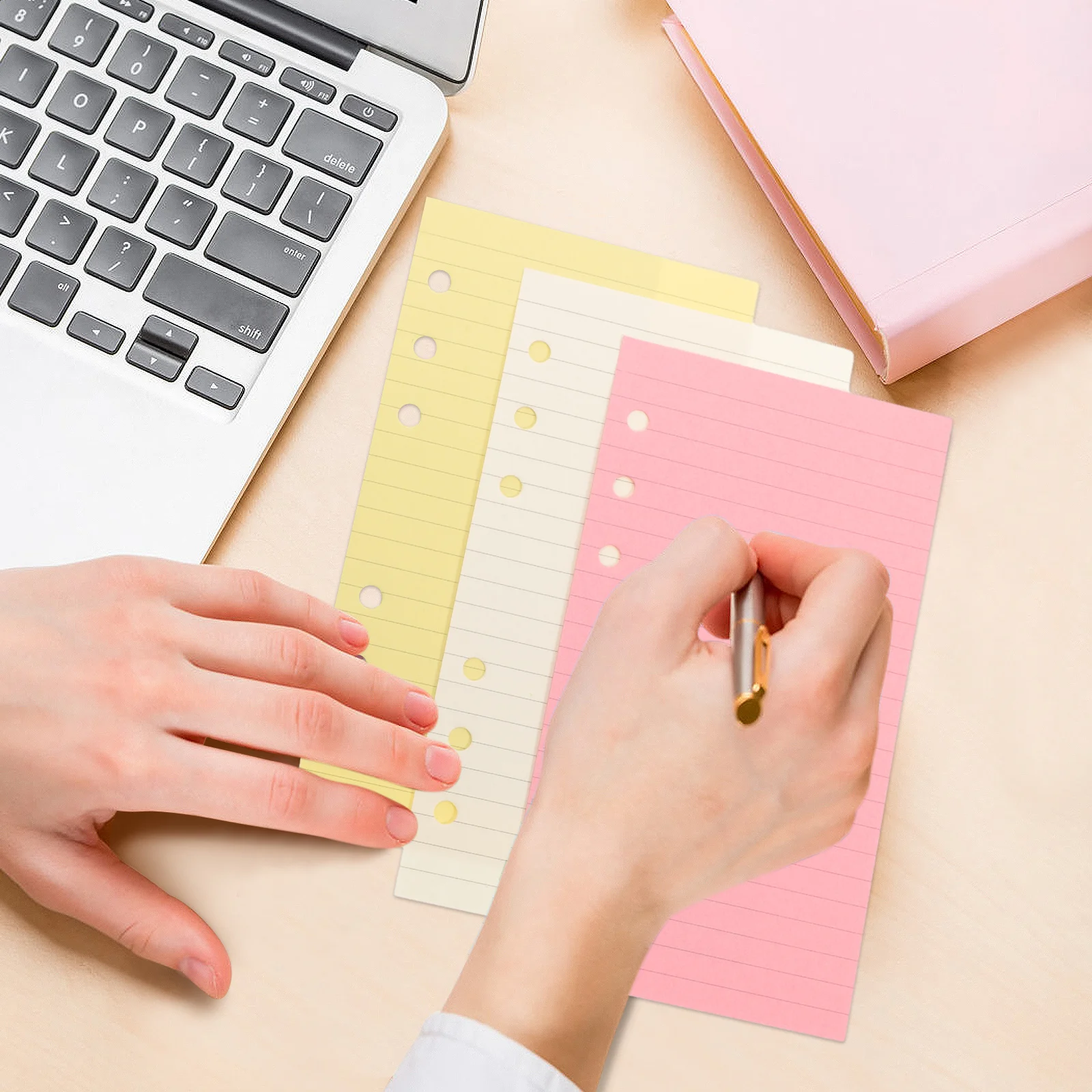 A6 6-Hole Colorful Ruled Loose Leaf Paper For Notebook Planner Refills Inserts Smooth Writing Sheets Note Book Filler