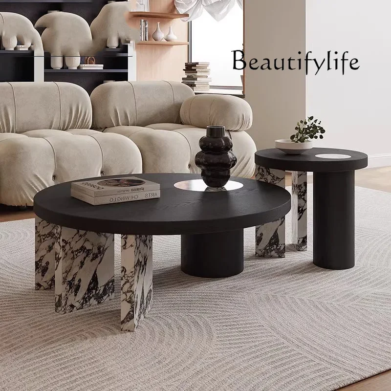 طاولة القهوة BJ غرفة المعيشة الإيطالية البسيطة باللون الأسود طاولة القهوة الفاخرة الحديثة تصميم فريد من نوعه أثاث Mesas De Centro Para Sala #3
