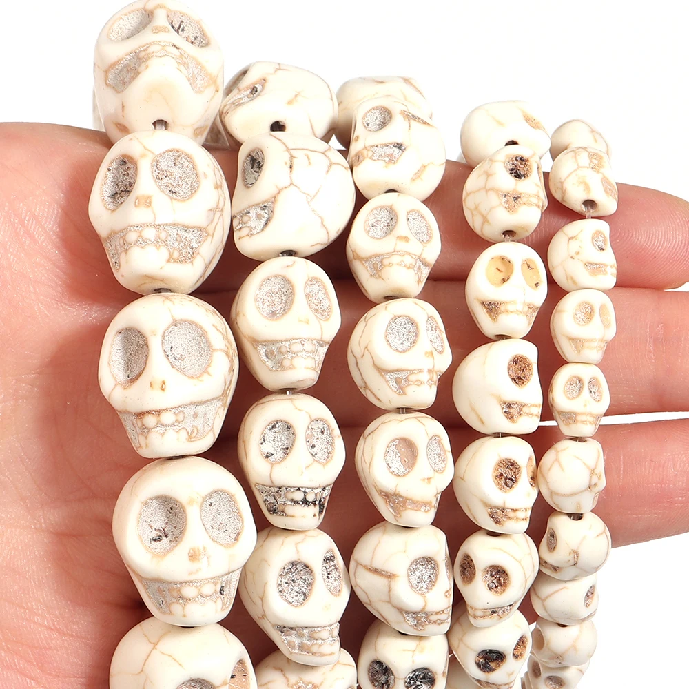 20-45 Stück Totenkopf-Natursteinperlen Blau-Weiß-Türkis Lose Abstandsperlen für Schmuckherstellung DIY Armband Halskette Zubehör – Detail 5