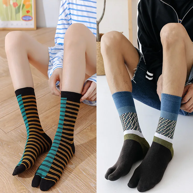 Novelty Tabi Socks Two Toed Sock Japanese Style Cartoon Plants Tree Art Sock Harajuku Cotton Long Two Finger Socks Men Fashions