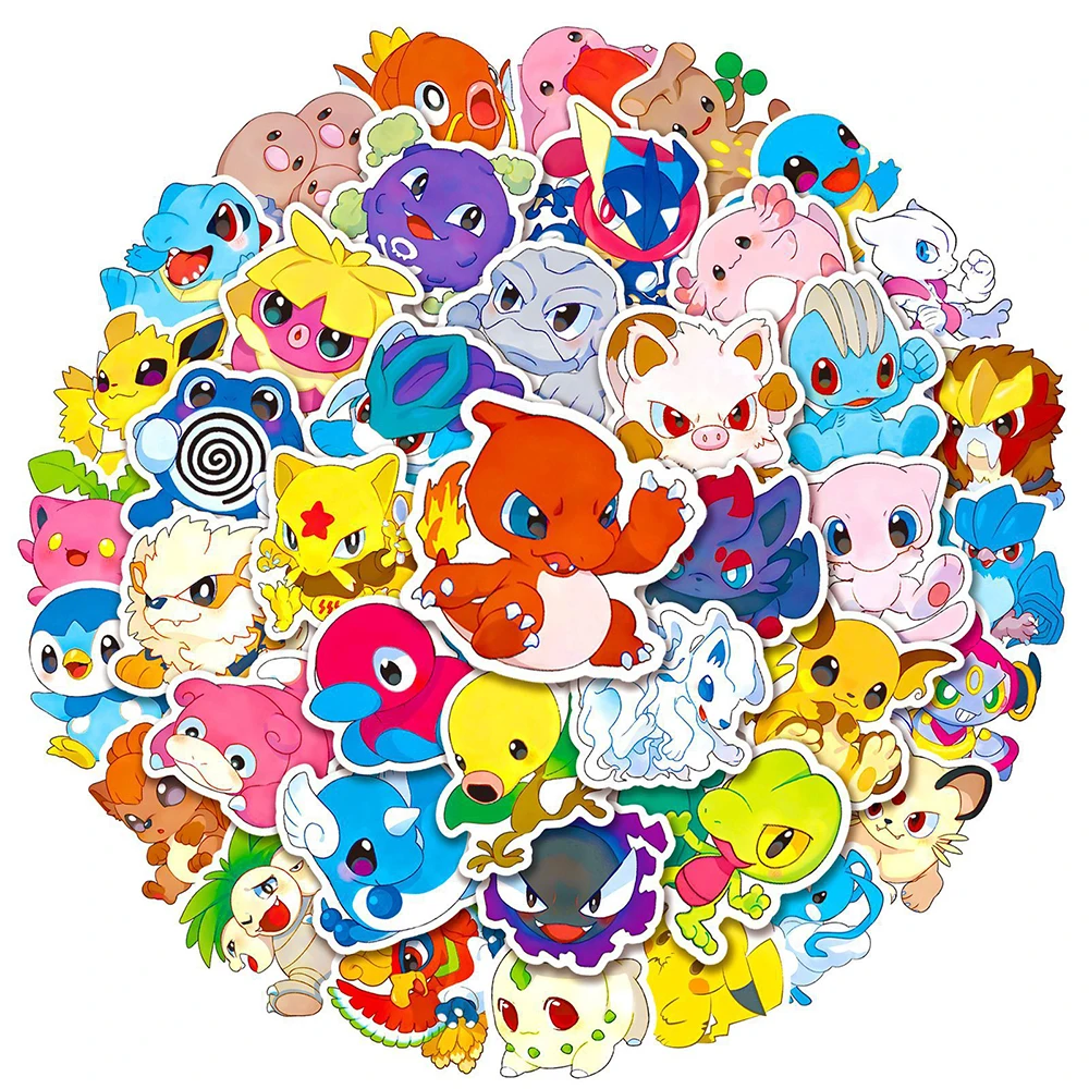 

10/30/50/100pcs Cute Pokemon Anime Stickers Kawaii Pikachu Cartoon Decals Graffiti Skateboard Laptop Kids Waterproof Stiker Toys