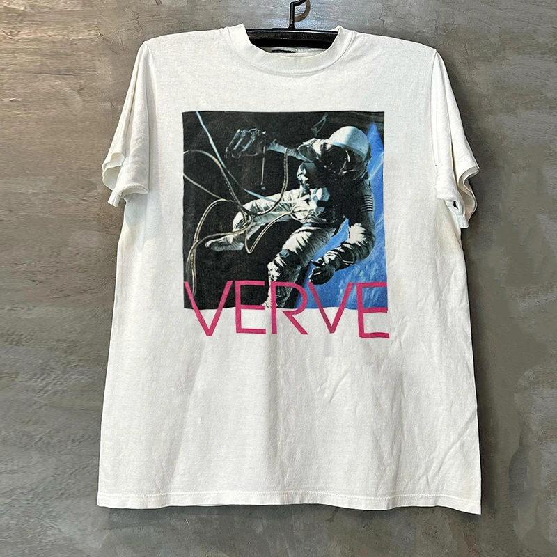 

Футболка с коротким рукавом The Verve Space Rock Band Rapcore, американский хлопок, красивая мужская летняя повседневная спортивная футболка с коротким рукавом