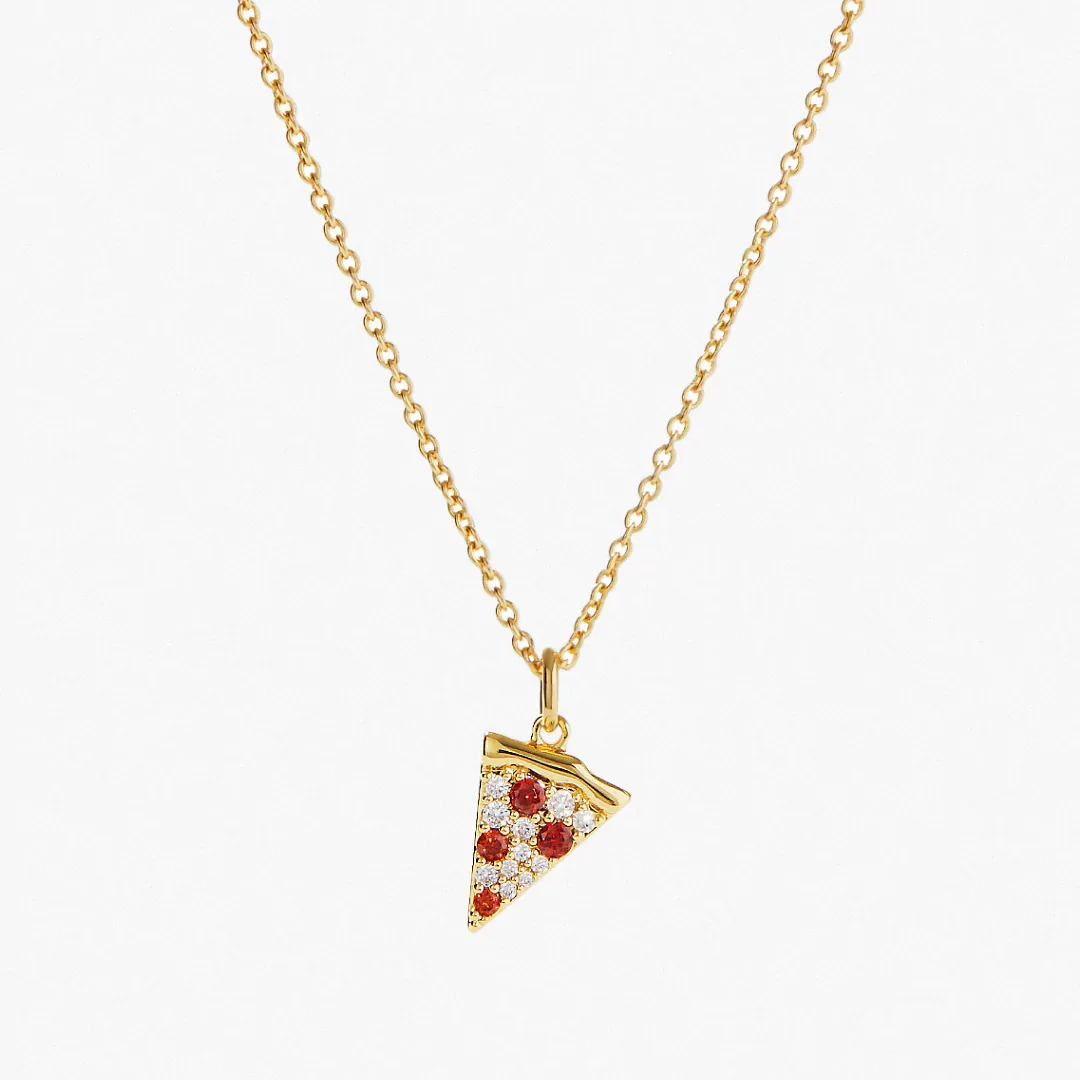 Vintage Pizza Necklace Inlaid With Red White Stone Long Chain Charms Pendant  Necklace Sweater Chain Best Friends Gift