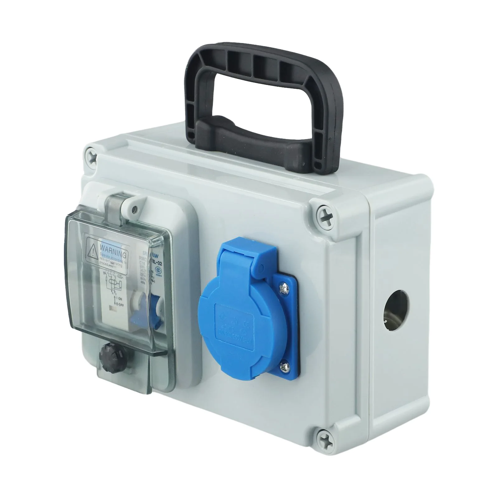 Wall Mounted Construction Power Distributor 10A 250V 2P with Switch Compatible with Fire Neutral Conductor and 5 Hole Sockets