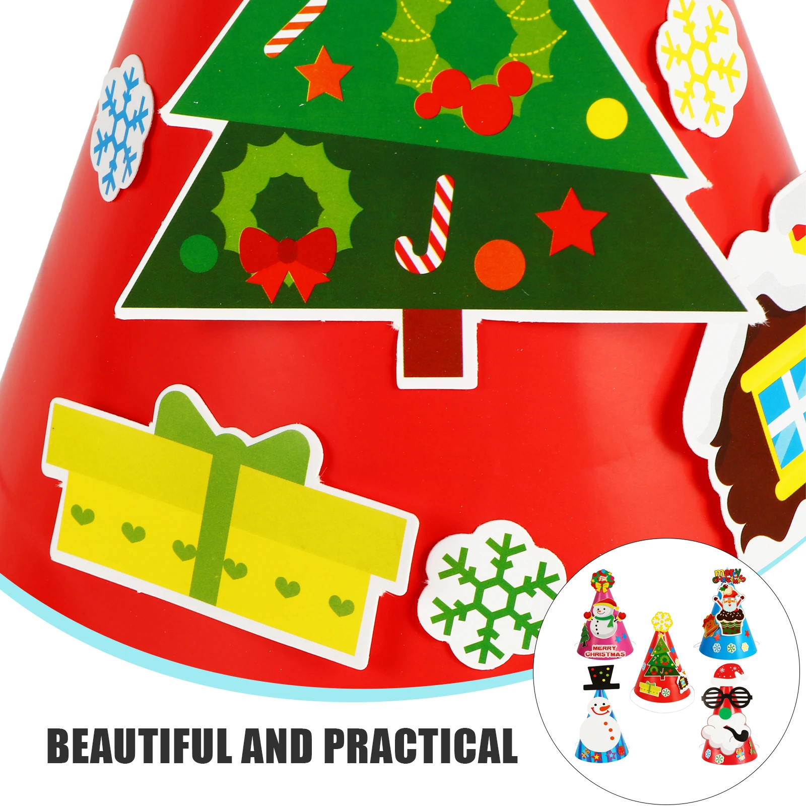 

5Pcs Paper Kits Christmas DIY Materials Light Christmas Hats Materials Safe Creative Diy Kits Eco Fun Gifts Family