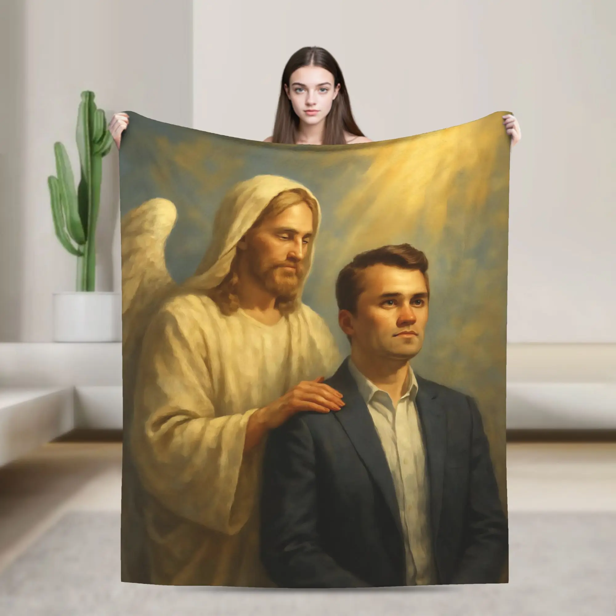 Charlie Kirk Angelic Blanket Fleece Summer Air Conditioning  Portable Ultra-Soft Throw Blanket for Sofa Couch Rug Piece