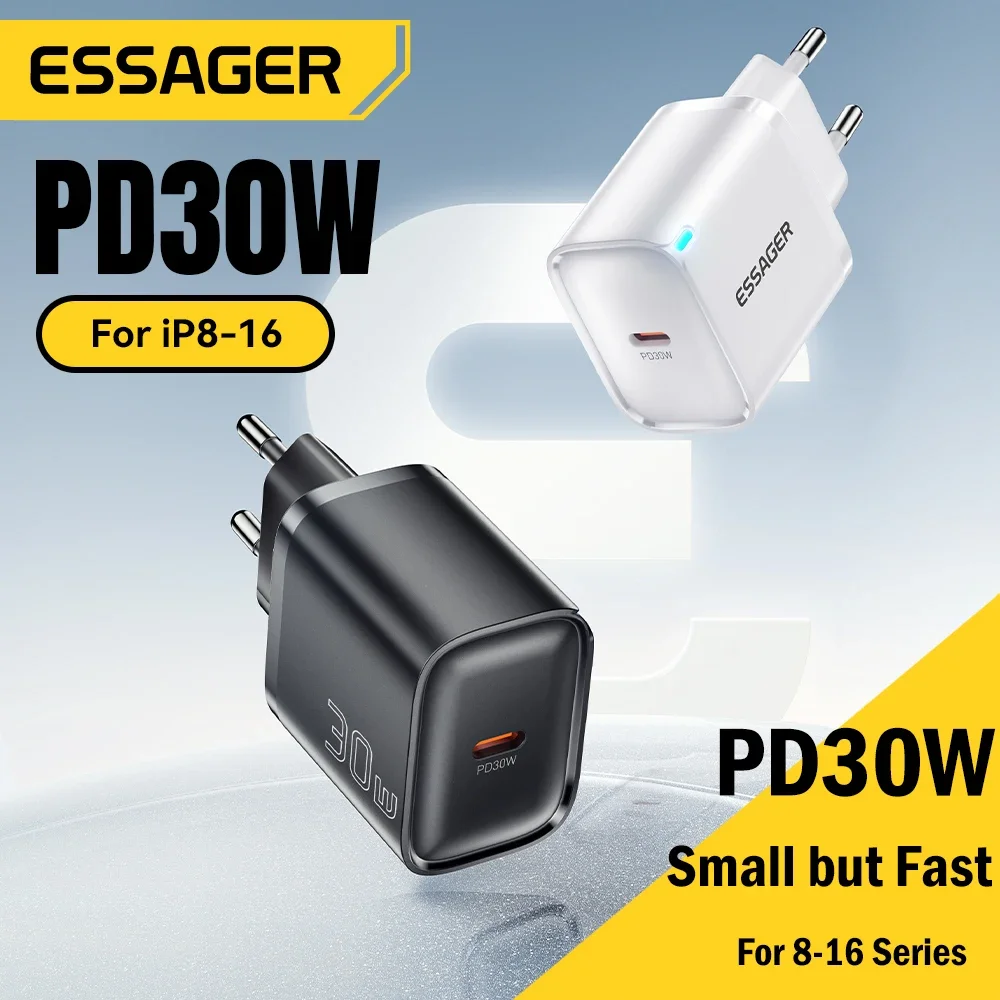 Essager 30W Type-C Charger PD 3.0 USB C Charger For iPhone 16 15 14 Pro Samsung Huawei  Xiaomi Tablet iPad Air Pro Phone Charger