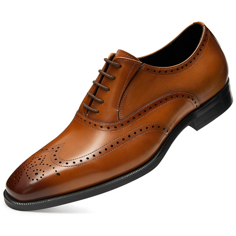 

Goodtreeeagle First Cowhide British Style Leather Shoes Brock Carved Oxford Shoes Business Suit British Leather Shoes