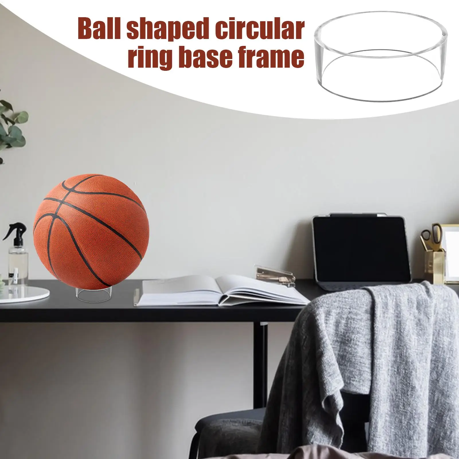 Acrylic Ball Holder Round Ring Ball Stand for Display Acrylic Football Stand Ball Display Holder for Football Basketball Soccer