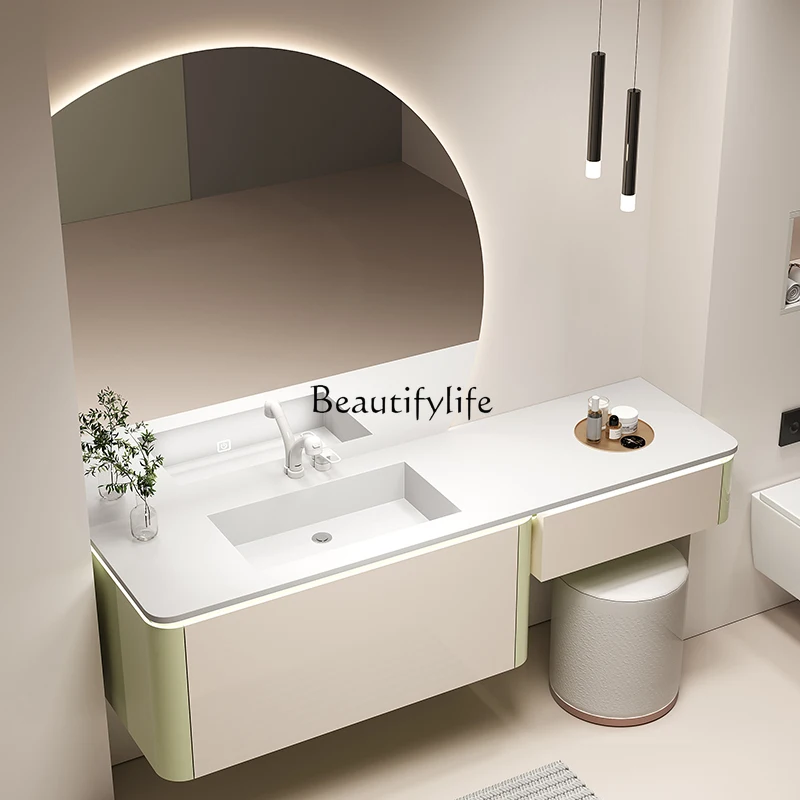 

Simple oak bathroom cabinet integrated basin vanity slate bathroom combination