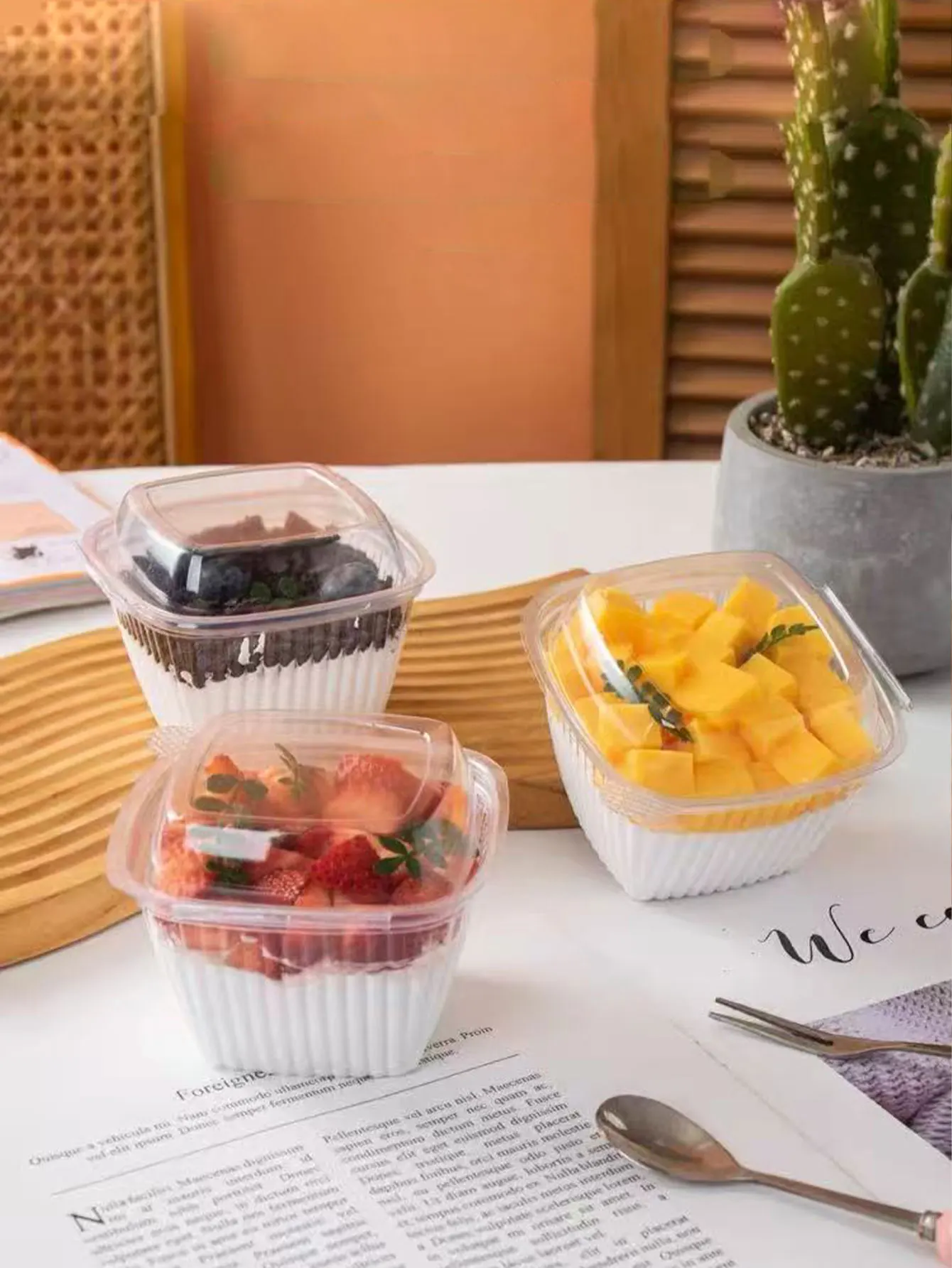 Caja Cuadrada de Pulpa de Madera de 250 ml para Pasteles, Caja de Embalaje para Mousse, Tiramisú, Leche de Soya, Helado, Pudín y Postres
