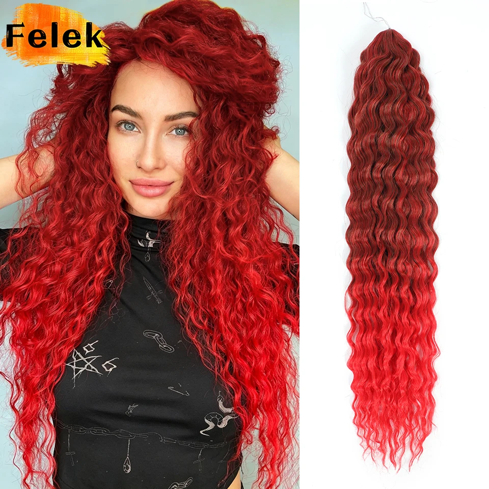 

3-5 Pcs Curly Braiding Hair Extensions 22-30" Synthetic Ariel Curls Crochet Braids Extensions Pink Water Wave Twist Afro Hair