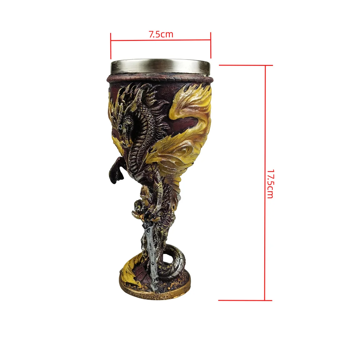Retro Stainless Steel Beer Cup Men’s Gift Nordic Medieval Mythical Creative 3D Sword Warrior Goblet Wine Glass Drinking Cups view 6