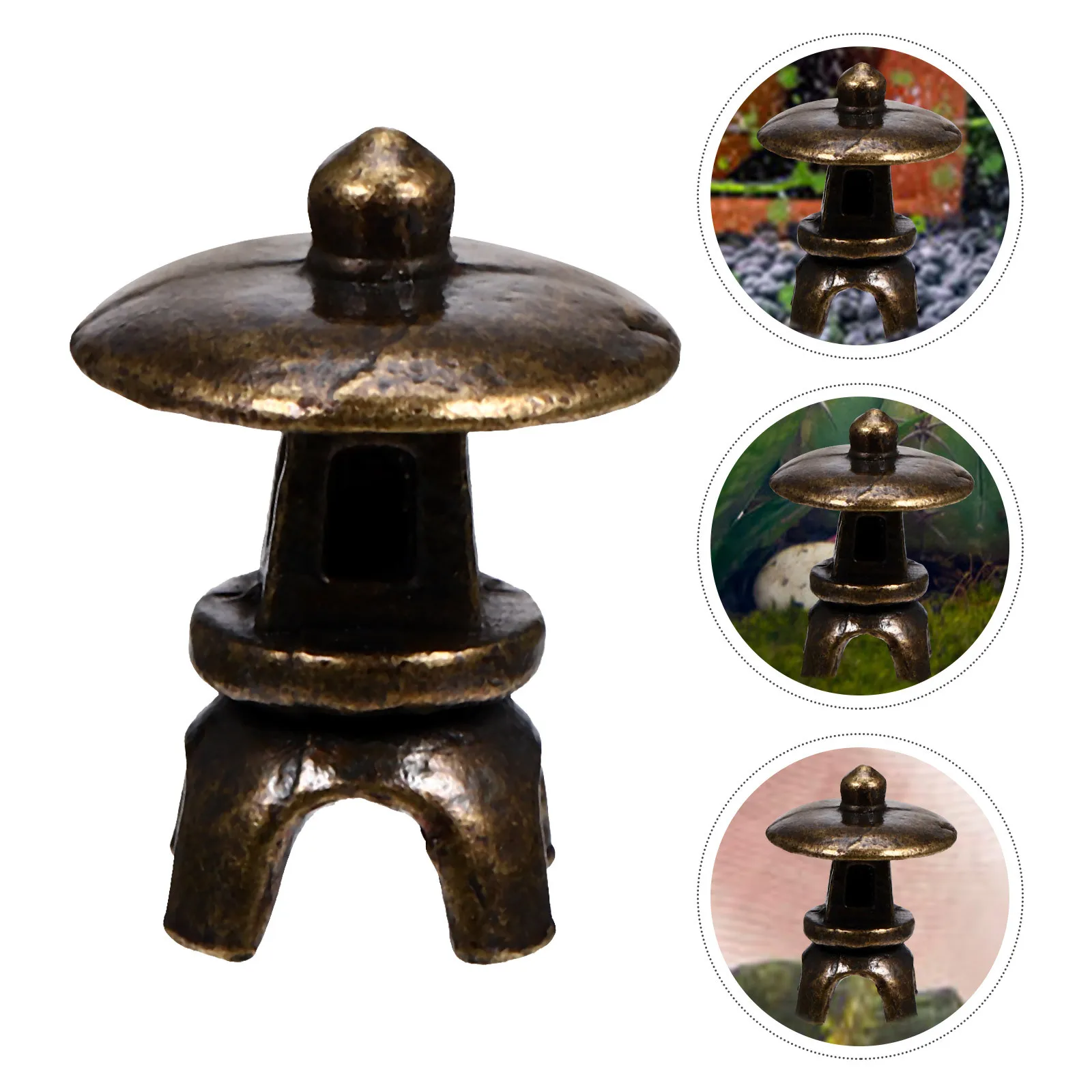 

Mini Japanese Pagoda Lantern Stone Statue Alloy Craft Garden Zen Decor Ornament for Aquarium Landscaping Pagoda Statue