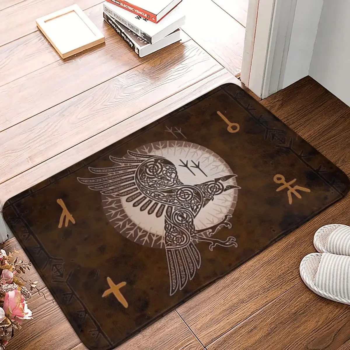 Viking Valhalla Bedroom Mat Drapeau Hugin Crow Rug Home Doormat Kitchen Carpet Decor