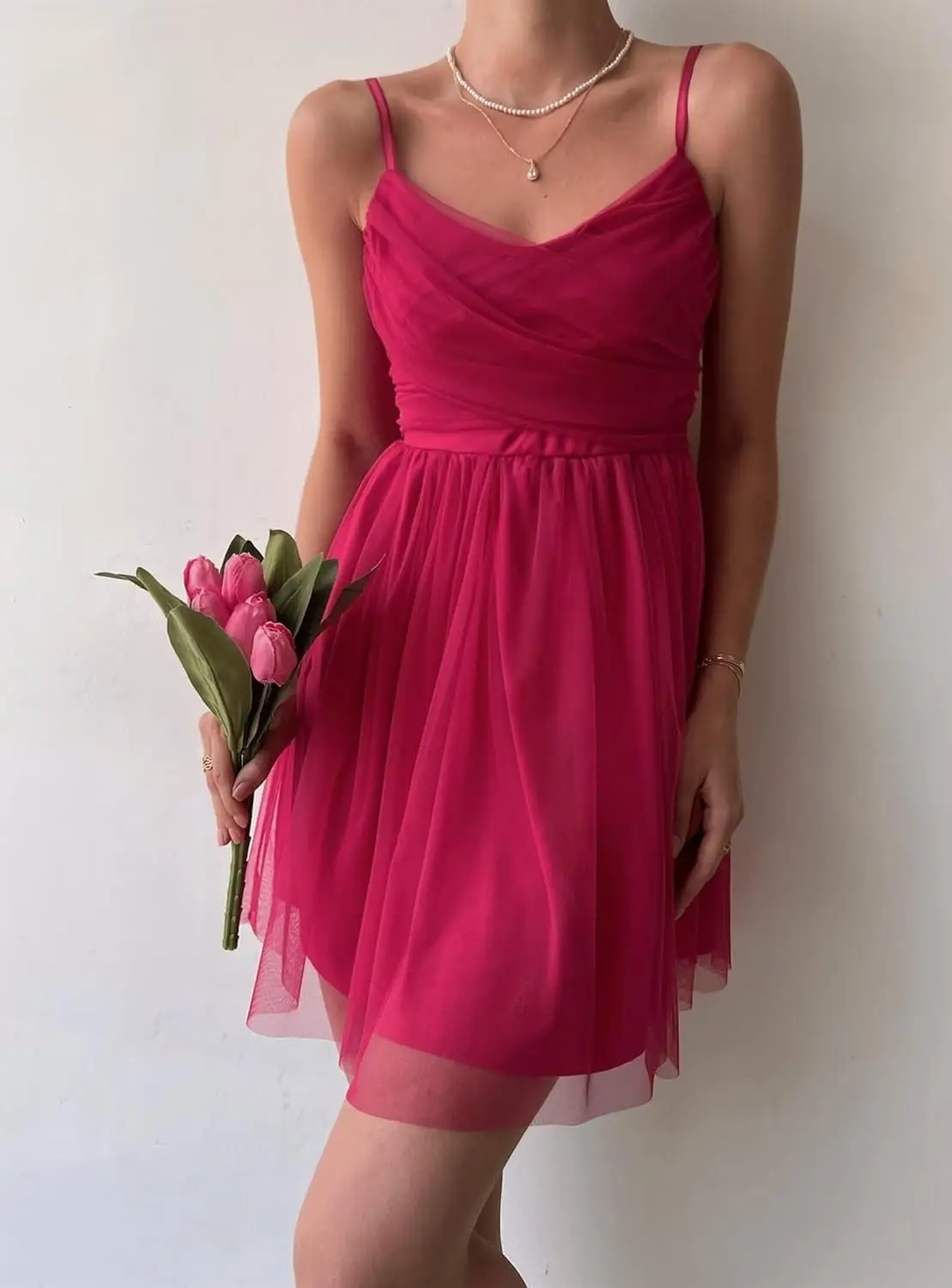 Tulle Homecoming Dresses for Teens Short Prom Dress Spaghetti Straps Ruched Cocktail Gowns Above Knee, Mini Cocktail Dresses