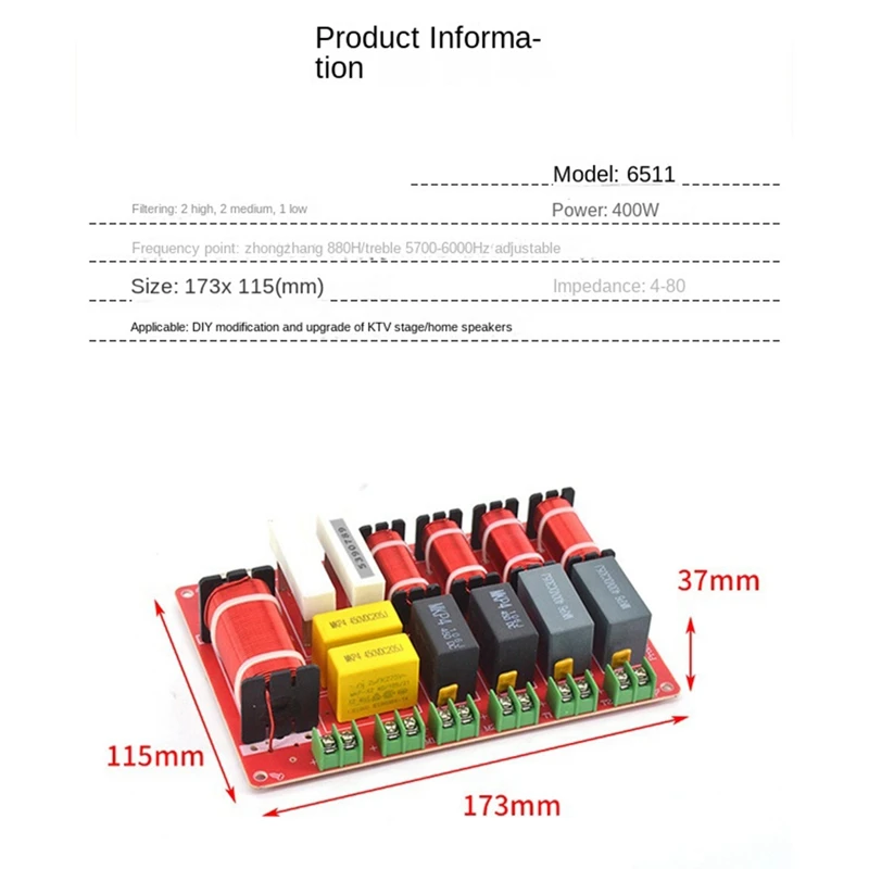 1 قطعة البلاستيك 400 واط 6000 هرتز قابل للتعديل عالية باس مقسم Hifi عالية الدقة مقسم تصفية
