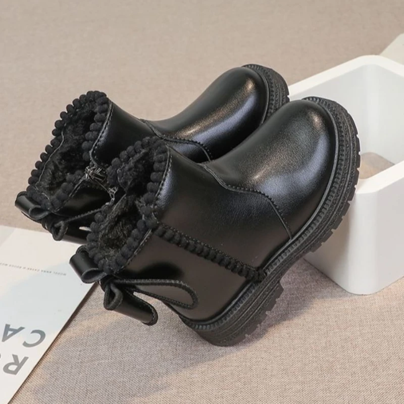 Girl's Winter Snow Boots 2026 New Style Fleece Lined Cotton Short Boots for Kids Autumn Winter Outdoor Waterproof​