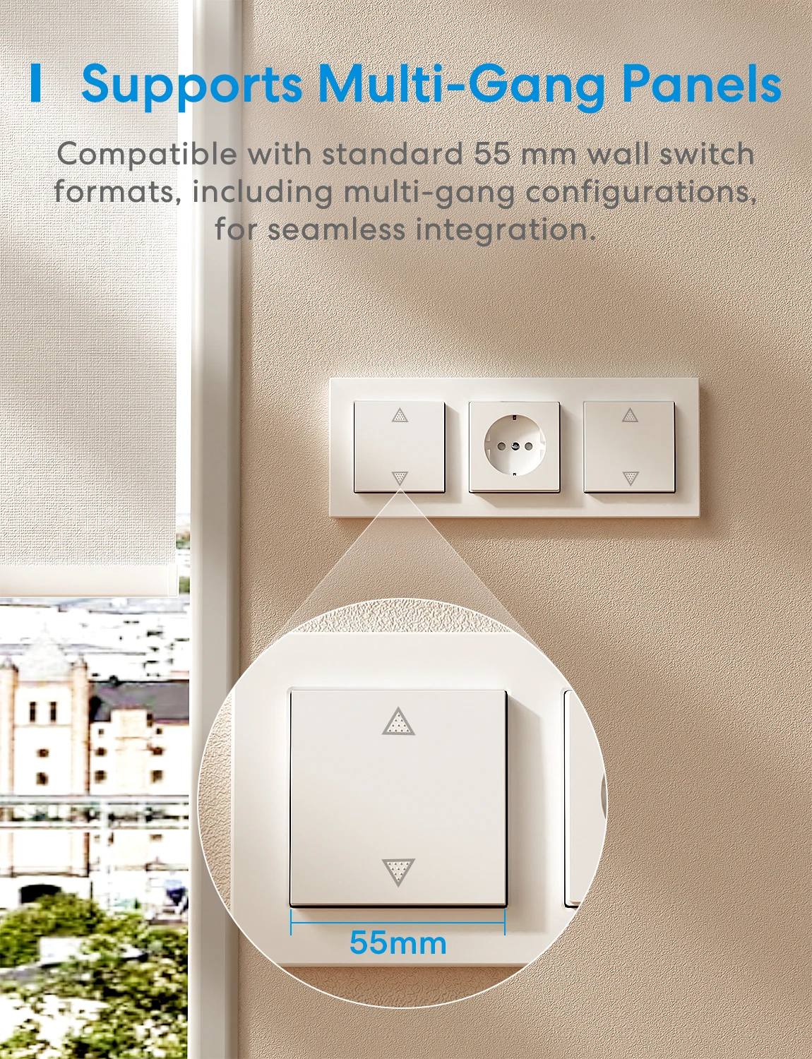 Meross Matter WIFI Smart Roller Shutter (Neutral Cable Required) Roller Shutter Switch Works With HomeKit ,Alexa and Google
