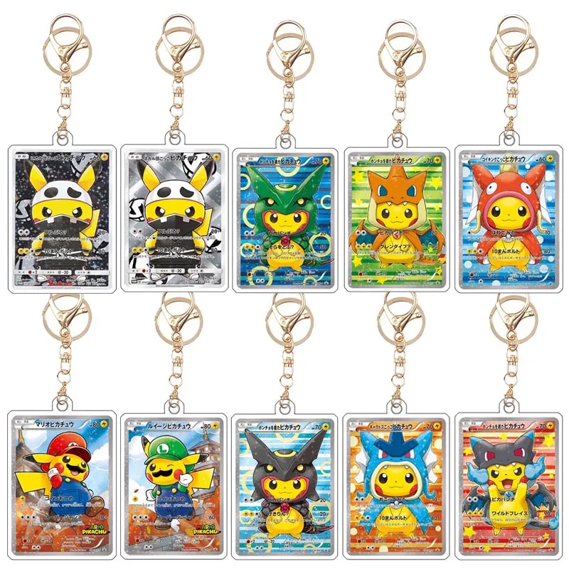 

Pokemon Cosplay Pikachu Series Acrylic Key Chain Anime Game Collection Card Acrylic Bag Pendant Double Sided Printing 3.4X5.2Cm