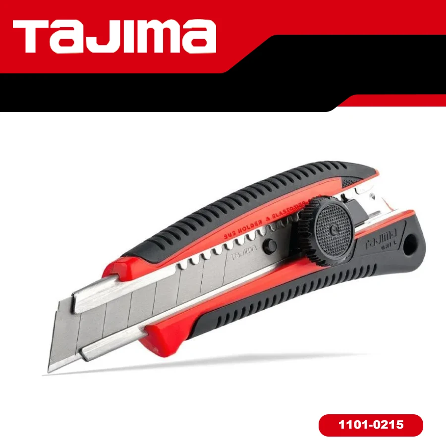 TAJIMA 1101-0215 Retractable Utility Knife with 18mm L-Shape Replaceable Blades Locking Knob LC-561