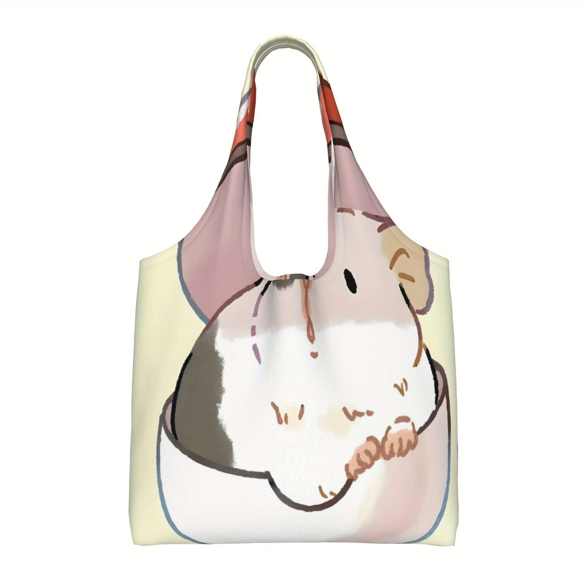 

1pc Hamster Print Large Capacity Polyester Tote Bag - 14.2x22.8 Inch Women's Casual Reusable Shoulder Bag for Shopping, Travel,