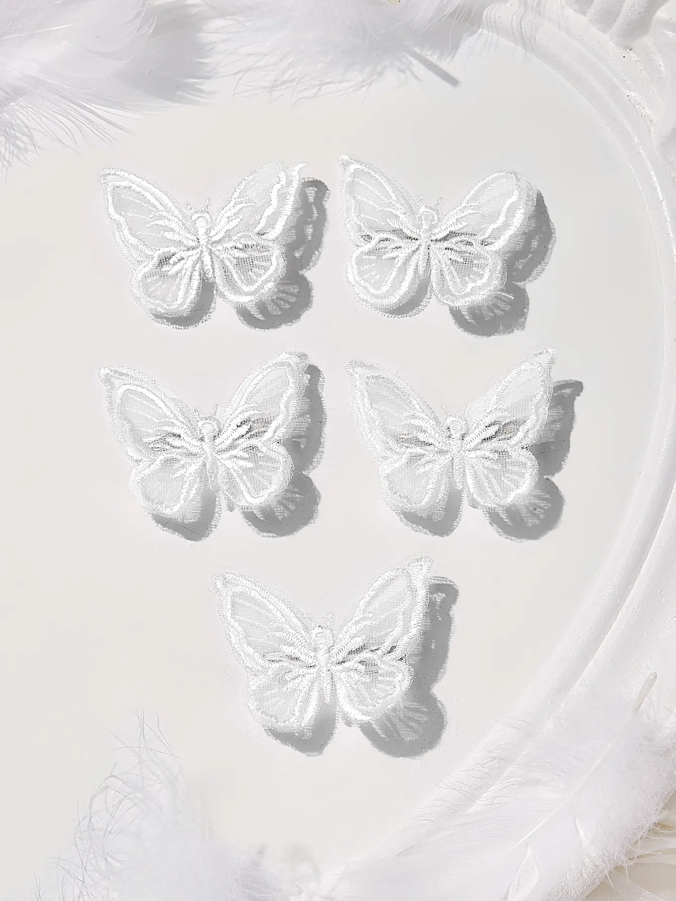 5Pcs  Sweet White Lace Butterfly Hair Clips Butterfly Hair Barrettes Sweet Hairpins for Women Wedding Hair Accessories