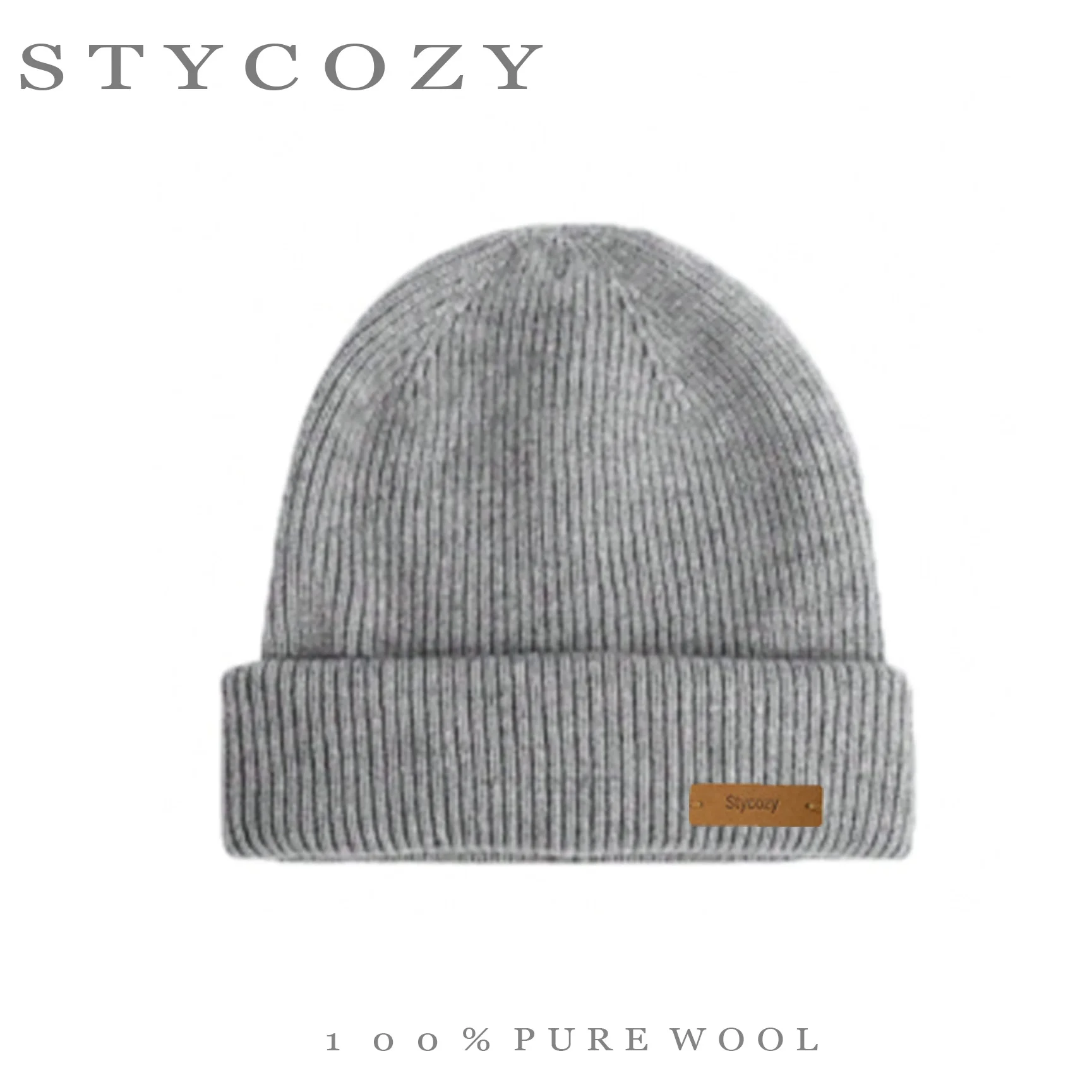 100% Wool Solid Color Ear-Warming Knit BeanieThickened for Fall and Winter Women's Windproof Casual Fashion Outdoor Cold Hat