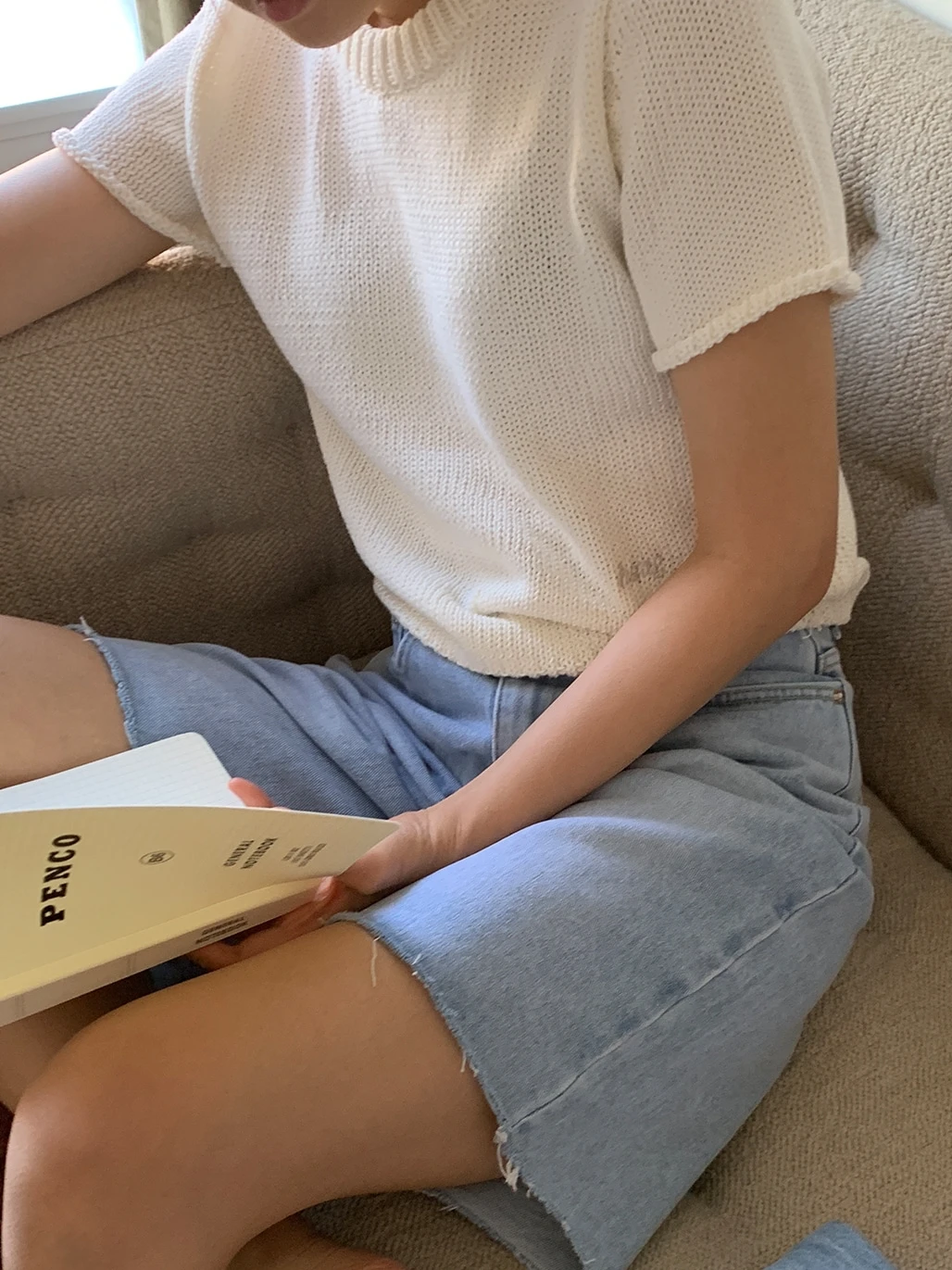 

Haag Official ort Sve Knitted Summer Top Korean Sle Commute Pure Color Straight Cut Regular Length Cotton 00%