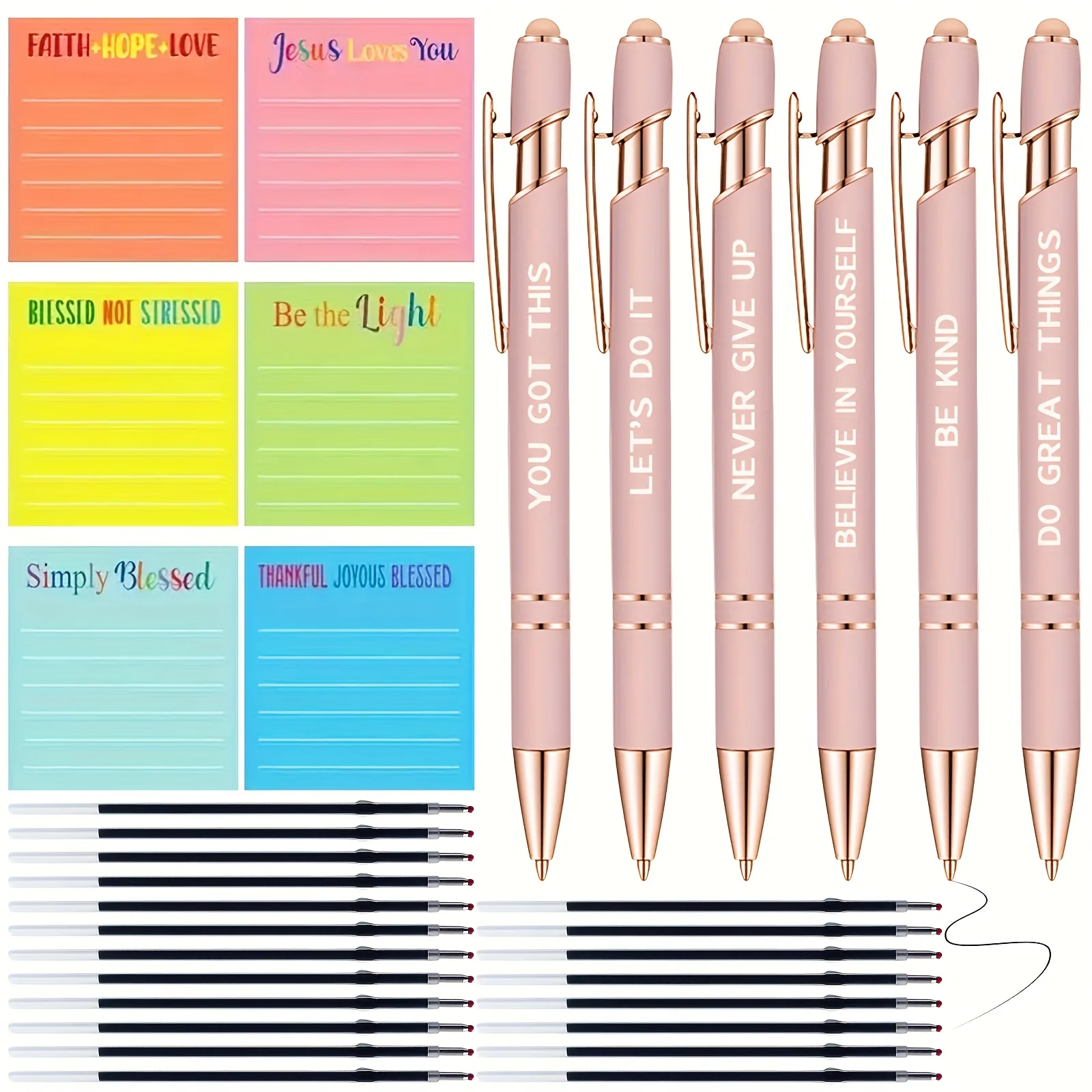 

32 pcs of notepads with quotes, ballpoint pens included, fun sticky notes, 3×4 inches, suitable for teachers, employees，etc.