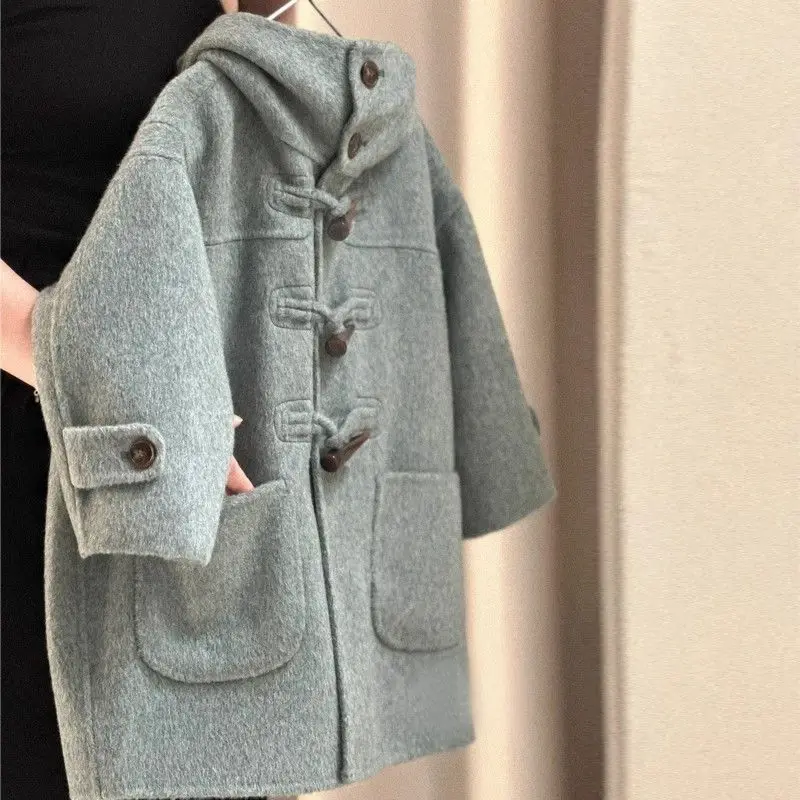 Girls Woolen Coat Overcoat Jacket Windbreak 2023 New Warm Plus Thicken Winter Cotton Tracksuit Sport Children\'s Clothing