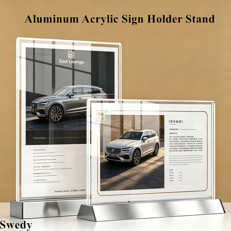5 Pieces A6 10x15cm Aluminum Table Menu Holder Acrylic Sign Holder Display Stand Price Label Holder Photo Picture Poster Frame
