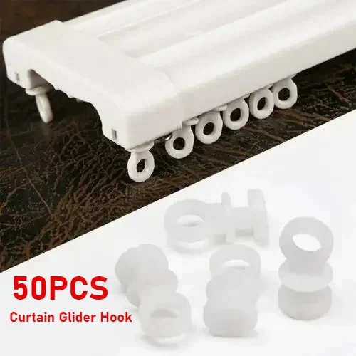 50pcs For Camper Curtain Track Hooks Runner Fit For Camper Van Motorhome Caravan Boat Home Hanging Curtain Glider Hook