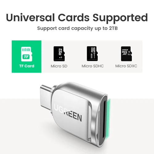 Imagen 2 del producto UGREEN-lector de tarjetas de USB-C a Micro SD, adaptador OTG para ordenador portátil, PC, tableta, teléfono, Windows, MacOS, USB 3,0, lector de tarjetas de memoria